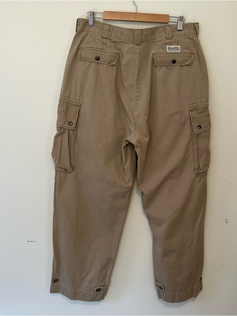 VTG Y2K Polo Ralph Lauren Tan Cargo Pants Polo 67 Chino Size 38x30 90s Read - Picture 9 of 9